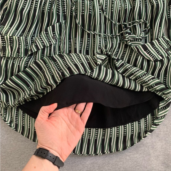 A.L.C. Striped Silk Mini Dress M Green Black - Picture 11 of 13
